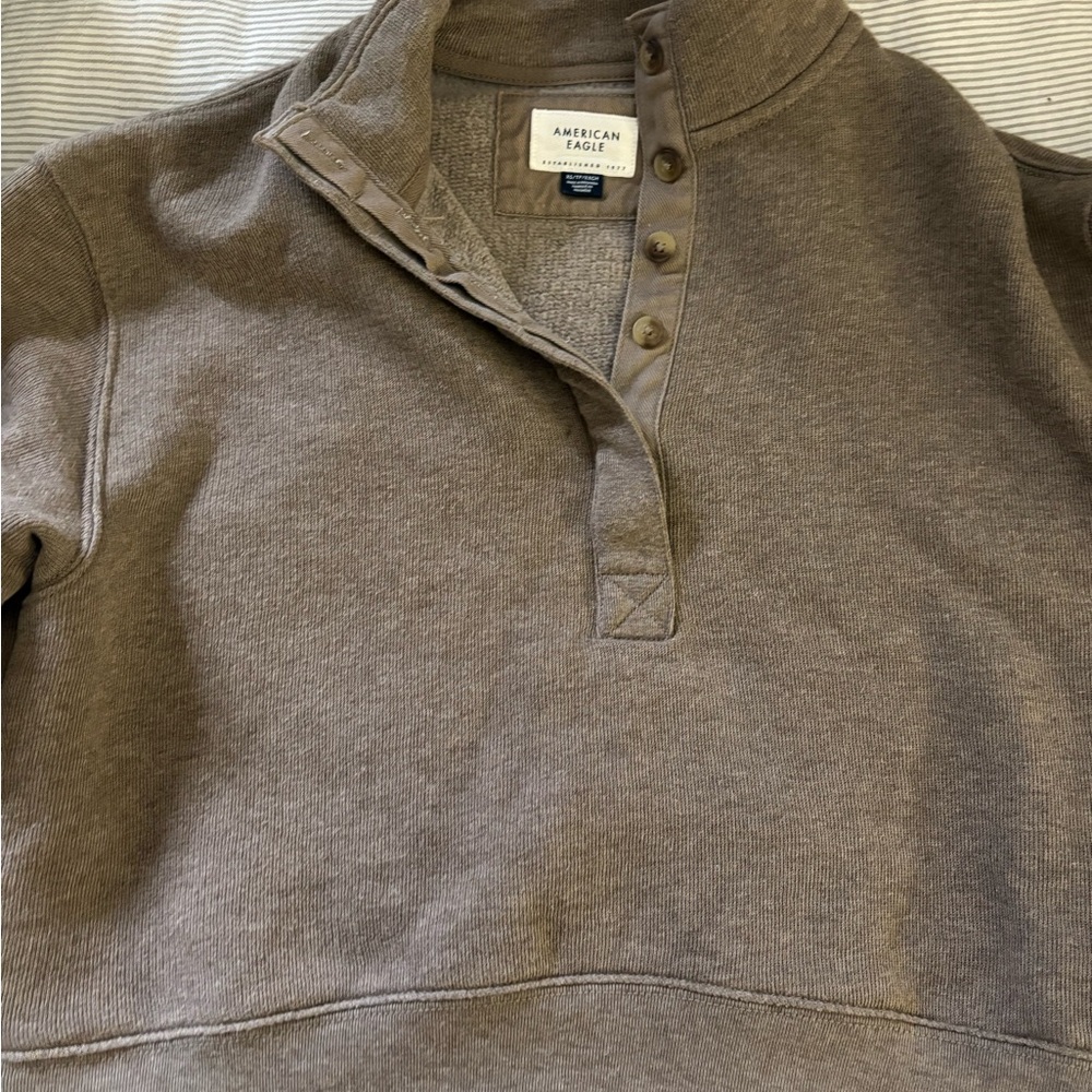 American Eagle Outfitters Taupe Button-Up Sweater
